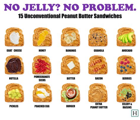 No jelly? No problem! Try these unconventional upgrades for your PB&J Peanut Butter Food Ideas, Food With Peanut Butter, Pb Sandwich, Pb Jelly Sandwich, Healthy Peanut Butter Sandwich, What To Eat With Peanut Butter, Peanut Butter Food Recipes, Peanut Butter Food, What Goes Good With Peanut Butter