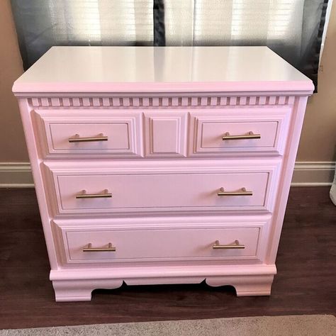 How we rehabbed an ugly old dresser for under $20 and turned it into a pink dresser perfect for a princess! Easy painted dresser rehab project that kids can help with.Before and after Glaze Furniture, Pink Chest Of Drawers, Hosta Care, Ikea Tarva Dresser, Room Dresser, Painted Chest Of Drawers, Girl Dresser, Pink Dresser, Crackle Paint