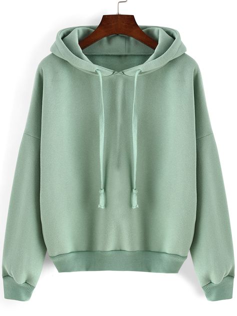 Green Hooded Long Sleeve Loose Crop Sweatshirt 16.14 Sports Wear Outfits, Tee Ideas, Green Pullover, Cropped Pullover, Green Sweatshirt, Hoodie Green, Sweatshirt Outfit, Green Hoodie, Cropped Sweatshirt