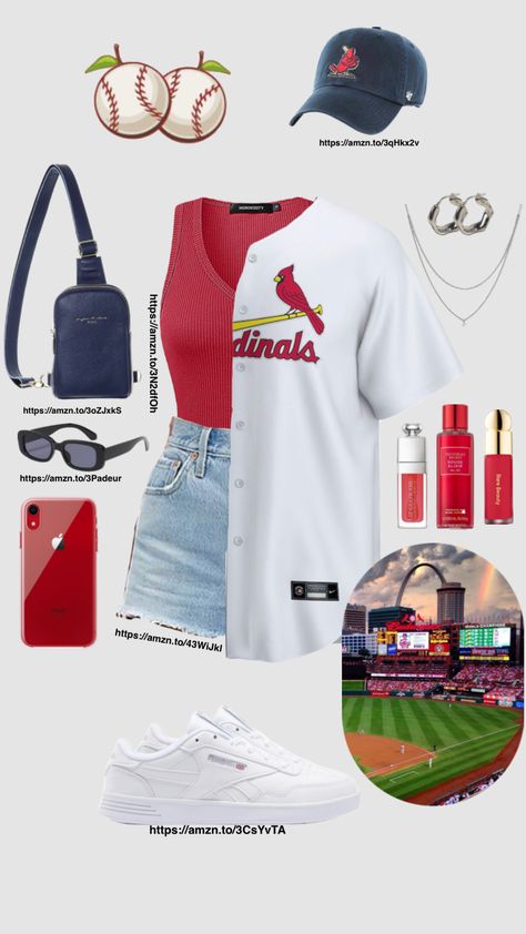 #outfitinspo #nature #beauty #sports #trending #trendy #fyp #aesthetic #red #cardinals #cardinalsbaseball #stlouis #stlouiscardinals #baseball #baseballoutfit #casual #comfy #amazon #amazonfinds #baseballgame St Louis Cardinals Baseball Game Outfit, Cardinals Jersey Outfit, Cardinals Game Outfit, Baseball Outfits For Women, Cardinals Baseball Outfit, Baseball Game Outfit Women, Trendy Festival Outfits, Baseball Outfits, Gameday Fits