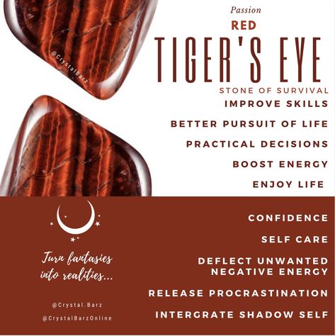 Red Tigers Eye Crystal Meaning, Red Tigers Eye Meaning, Tigers Eye Meaning, Tiger Eye Benefits, Crystal Cards, Eye Magic, Witch Journal, Beaded Diy, Eye Meaning