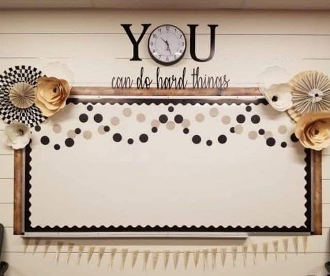 Staff Room Bulletin Boards, Boho Bulletin Board Ideas Classroom, Farmhouse Classroom Ideas, Bulletin Board Ideas Boho, Office Bulletin Board Ideas Business, Bulletin Board Design Ideas, Farmhouse Classroom Bulletin Board, Bulletin Board High School, Boho Classroom Bulletin Board