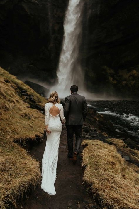 The most epic and moody AF Iceland elopement by The Breiters | Destination Wedding and Elopement Photographer and Videographer | Based in West Virginia | Soul-filled imagery of how the day felt. This gallery from a recent elopement in Iceland is just the collection of images I sent to the couple as their sneak peek. So behold- a literal magical elopement in Iceland. Read more! Iceland elopement, adventure elopement, nature elopement, nature elopement photography, couple adventure elopement Forest Elopement Photography, Iceland Elopement Dress, Waterfall Elopement Photography, Iceland Wedding Reception, Scandinavian Elopement, Iceland Elopement Photography, Iceland Wedding Photography, New Zealand Elopement, Iceland Photoshoot