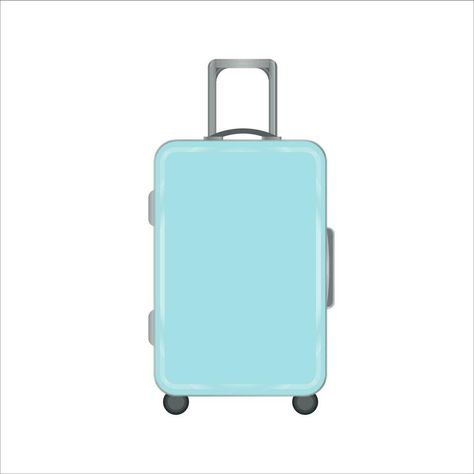 blue suitcase on wheels, vector illustration. Luggage Illustration, Suitcase White Background, Light Blue Suitcase, Sticker Suitcase Luggage, Luggage Illustration Suitcases, Blue Luggage, Blue Suitcase, Vector Art, Vector Free