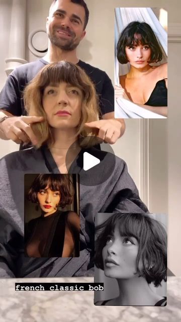 ✂️ Beniamin Coţovanu on Instagram: "French bob for @stephimurdoch - felt a bit uneasy about it, as her hair is soo thick, but I’m glad she was brave enough to try it, as it was made for her ❣️ Colour by @marthabrainhair" French Bob With Bangs Wavy Hair, French Bob No Fringe, French Bob Without Bangs, French Bob Bangs, Short Fringe Bob, Mini Shag Haircut, Messy French Bob, Curly French Bob With Bangs, French Bob No Bangs