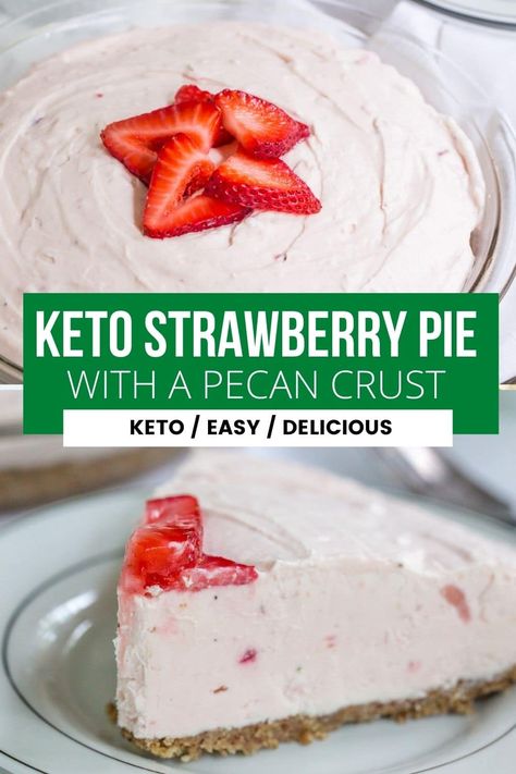 Keto Friendly Easy Strawberry Pie Recipe Keto Strawberry Pie, Easy Strawberry Pie, Strawberry Pie Recipe, Keto Cream, Keto Dessert Easy, Low Carb Sweets, Low Carb Eating, Keto Cheesecake, Strawberry Pie