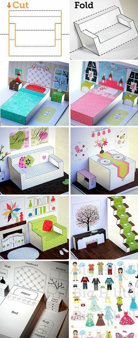 Paper Dollhouse, Portable Doll House, Paper Pop, Paper Doll House, Printable Crafts, Paper Crafts Diy Tutorials, Pop Up Cards, Paper Toys, Learning Toys