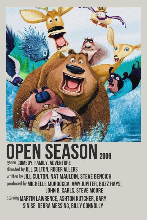 Open Season movie #movieposter #poster Barnyard Movie, Open Season Movie, Movie Journal, Billy Connolly, Gary Sinise, Debra Messing, Comfort Movies, Martin Lawrence, Seasons Posters