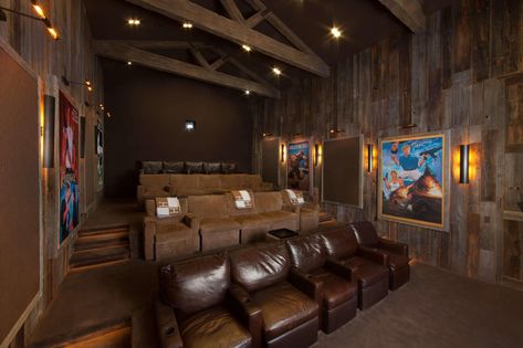 Rustic Beverly Hills Theater | Paradise Theater Private Cinema Portfolio Private Cinema, Movie Theater Rooms, Home Cinema Room, Theater Design, Home Theater Decor, At Home Movie Theater, Home Theater Rooms, Home Theater Design, Theatre Room