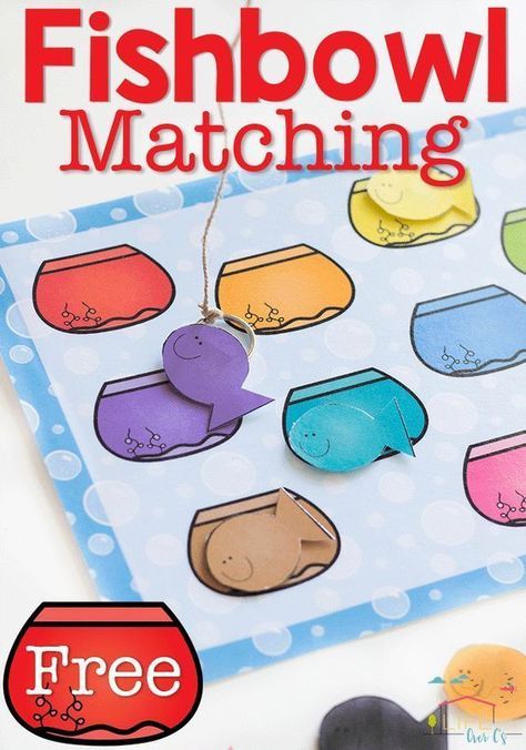 Fishbowl Printable, Activity For Preschoolers, File Folder Activities, Preschool Colors, Matching Activity, Preschool Printables, Color Sorting, Toddler Learning Activities, Preschool Learning Activities