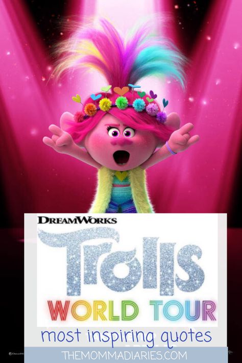 Trolls World Tour Most Inspiring Quotes. The best quotes from Trolls World Tour. Poppy brings the inspiration! #TrollsWorldTour Troll Quote, Poppy Music, Rock And Roll Birthday, Most Inspiring Quotes, Trolls Poppy, Trolls World Tour, Poppy And Branch, Troll Party, Dreamworks Trolls