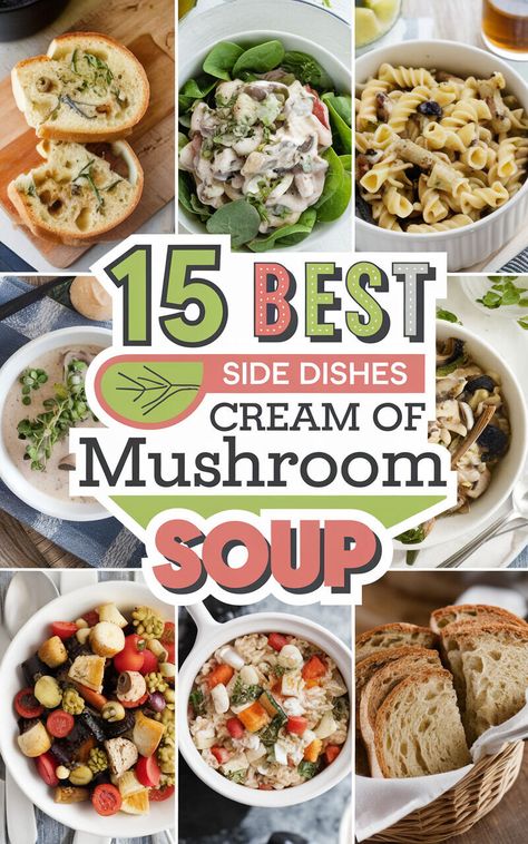 Elevate your cream of mushroom soup with these delicious side dishes! 🍄🍲 #mushroomsoup #sidedishes Mushroom And Spinach Quiche, Goat Cheese Tart, Creamy Mushroom Soup, Delicious Sides, Bacon Pasta, Cream Of Mushroom Soup, Cream Of Mushroom, Creamy Mushrooms, Recipes Delicious