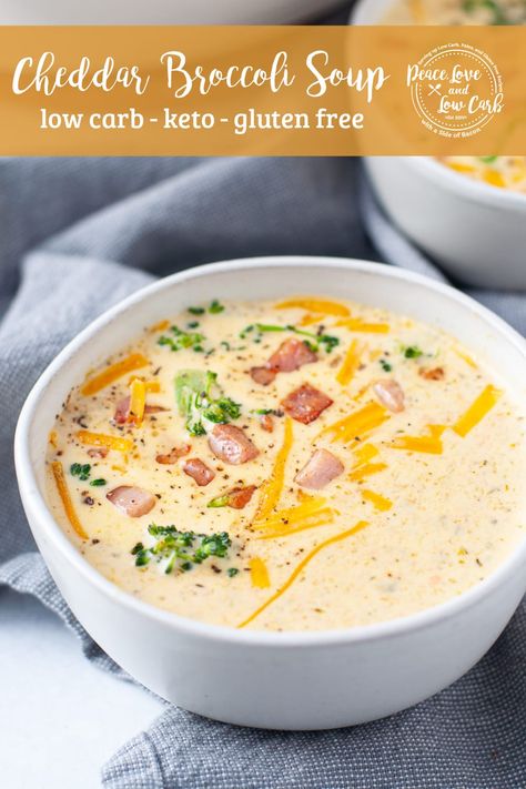 This Keto Broccoli Cheddar Soup with Ham recipe is the perfect Panera Broccoli Cheddar Soup copycat recipe. It has the added bonus of delicious smokey ham. It is rich, complex, and everything you would want in a low carb soup recipe. | Peace Love and Low Carb Low Carb Broccoli Cheese Soup, Crockpot Broccoli, Low Carb Broccoli, Soup With Ham, Peace Love And Low Carb, Keto Broccoli Cheese Soup, Keto Gluten Free, Egg Diet Plan, Ham Soup