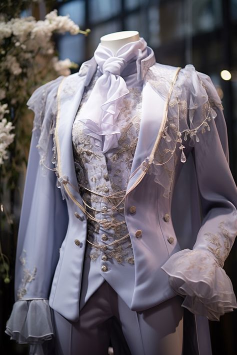 Victorian Prom Suit, Aesthetic Wedding Suit, Fairytale Wedding Suit, Fancy Wedding Suit, Lavender Wedding Suit, Fantasy Wedding Suit, Male Royalty Outfit, Suit Design Drawing, Cottagecore Suit