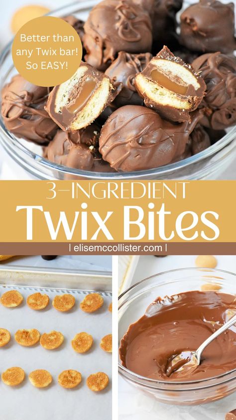 3-Ingredient Twix Bites Twix Recipe, Twix Bites, Christmas No Bake Treats, Best No Bake Cookies, Homemade Twix Bars, Twix Bars, Twix Bar, Twix Cookies, Christmas Desserts Easy