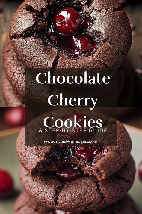 Treat yourself to these mouthwatering Chocolate Cherry Cookies! Soft, chewy, and bursting with flavor, they combine the rich taste of chocolate with the tartness of cherries for the perfect dessert! Chocolate Covered Cherries Cookies, Chocolate Cherry Cordial Cookies, Chocolate Cherry Christmas Cookies, Chocolate Covered Cherry Fudge, Chocolate Cherry Cookies Christmas, Buried Cherry Cookies, Double Chocolate Cherry Cookies, Choc Cherry Cookies, Black Forest Cookies Chocolate Cherry