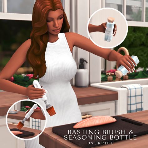 Basting Brush & Seasoning Bottle Override | Sims 4  | Anna Sims 4 Frying Pan Override, Sims 4 Cc Cleaning, Sims 4 Food Override, Sims 4 Animation Override, Sims 4 Vacuum, Sims 4 Plumbob Replacement Cc, Plumbob Override Sims 4, Sims 4 Seasons Cc, Sims 4 Main Menu Override