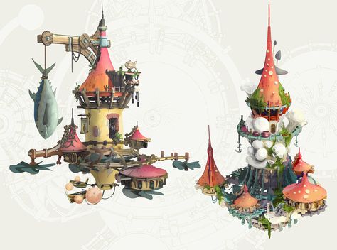 ArtStation - Floating Architecture Fantasy Concepts, Sebastian Luca Castle House Design, Floating Architecture, Building Concept, Paintings And Drawings, Image Painting, Interesting Buildings, Fantasy Art Landscapes, Fantasy Concept Art, Environment Design