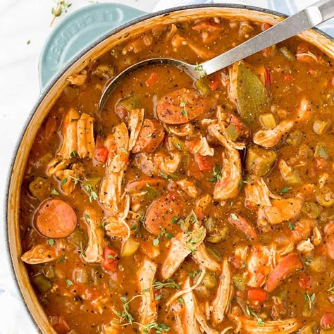 Gumbo Recipe Chicken And Sausage, Dinner Recipes Sausage, Authentic Gumbo, Chicken Andouille Sausage, Louisiana Chicken, Andouille Sausage Gumbo, Gumbo Recipe Sausage, Chicken Gumbo, New Orleans Recipes