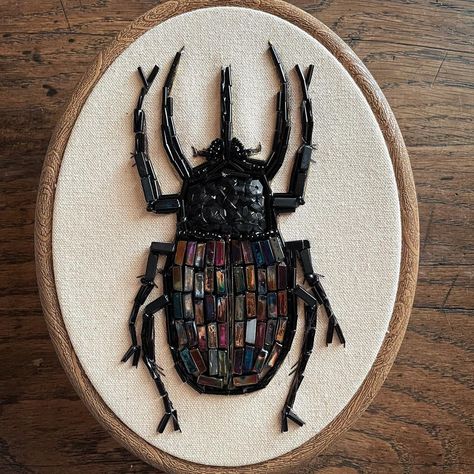 Beetle Embroidery Pattern, Embroidery Beetle, Embroidered Beetle, Beetle Embroidery, Beaded Beetle, Embroidered Bugs, Bug Embroidery, Bug Embroidery Designs, Insect Embroidery