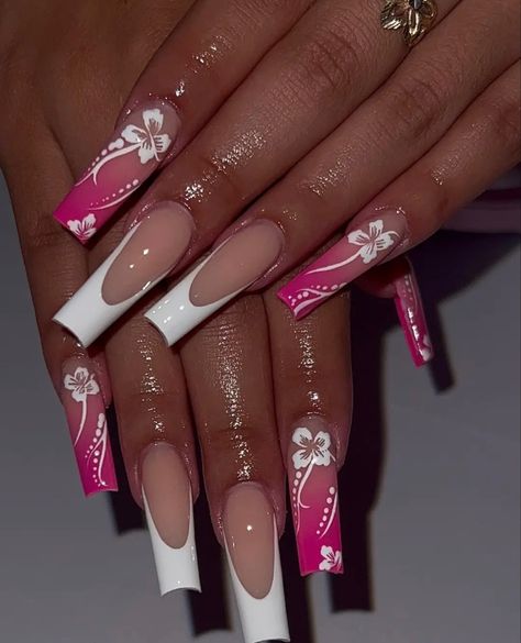 Classy Summer Nails, Colored Acrylic Nails, Summery Nails, French Tip Acrylic Nails, Classy Acrylic Nails, Long Acrylic Nails Coffin, Unique Acrylic Nails, Long Square Acrylic Nails, Bling Acrylic Nails