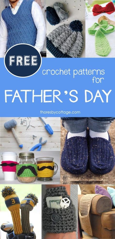 A great selection of FREE crochet patterns for Father's Day Crochet Gifts For Dad, Gifts For Men Diy, Crochet Gifts For Men, Diy Fathers Day, Cottage Gifts, Crochet Men, Cozy Crochet Patterns, All Free Crochet, Diy For Men