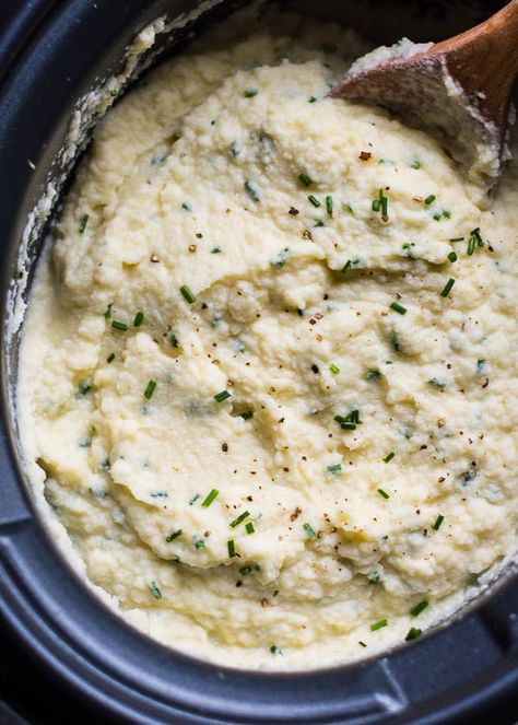 Califlower Mashed, Slow Cooker Cauliflower, Mashed Sweet Potatoes Healthy, Cauliflower Mashed Potatoes Recipe, Mashed Potato Recipe, Cauliflower Mashed, Cauliflower Mashed Potatoes, Mashed Potatoes Recipe, Paleo Crockpot