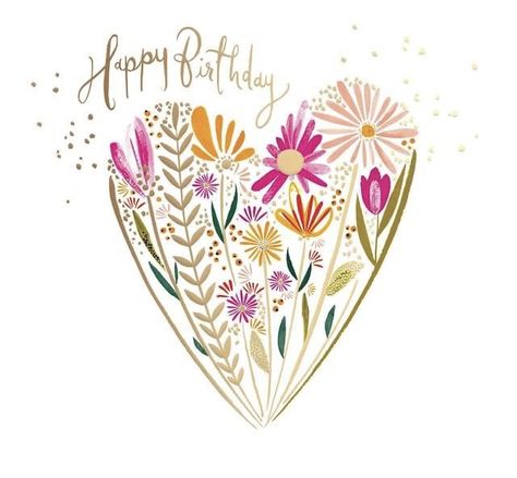 Happy Birthday With Flowers, Happy Birthday Pretty, Happy Birthday Flowers, Happy Birthday Hearts, Heart Birthday, Best Wishes Card, Birthday Wishes Greetings, Birthday Wishes Flowers, Happy Birthday Art