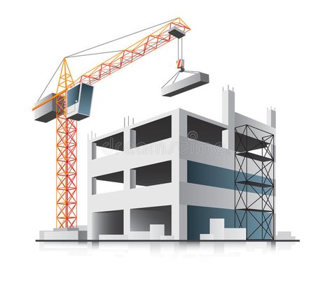 Building construction with crane. In the city on white background , #spon, #crane, #construction, #Building, #background, #white #ad Crane Construction, Cover Photo Design, Building Background, Architecture Blueprints, Construction Logo Design, Architecture Logo, Blue Sky Clouds, Building Illustration, Construction Logo