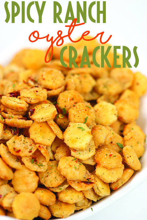 These spicy ranch oyster crackers are the perfect go to snack that the whole family will enjoy.  With only 4 ingredients and 25 minutes from start to finish you can have these in no time. #crackers #ranch #footballfood #partyfood #superbowlfood #snacks #easyrecipes #oystercrackers Spicy Ranch Oyster Crackers, Crackers Seasoned, Oyster Crackers Recipe, Seasoned Oyster Crackers, Ranch Oyster Crackers, Ranch Crackers, Spicy Crackers, Seasoned Crackers, Spicy Ranch