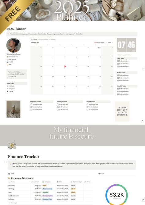 It-girl Planner Life 2025 FREE Goal Financial Planner Moodboard Notion Dashboard pink_weather_aesthetic #space_themed_notion #notion_language_template⚫ Smart Motivation, Notion Organization, Cute Weekly Planner, Goal Planner Free, Notion Habit Tracker, Goals Habits, College Major, Digital Workspace, Girl Skincare