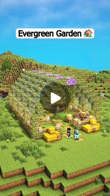 kwyseurr on Instagram: "Evergreen Garden 🏡  #reel #minecraft" Minecraft Cute Greenhouse, Minecraft Building Ideas Garden, Minecraft Garden House, Greenhouse Minecraft Ideas, Greenhouse Minecraft, Minecraft Island, Minecraft Greenhouse, Garden Minecraft, Minecraft Cottagecore