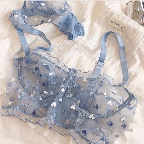 Pretty Bras, Lingerie Inspiration, Love Embroidery, Cute Bras, Cute Lingerie, Blue Embroidery, Lingerie Outfits, Pretty Lingerie, Bra And Panty Sets