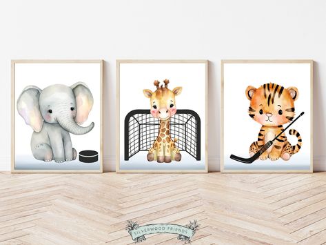 Ice Hockey Nursery Print Hockey Nursery Decor Boys Safari - Etsy Baby Boy Hockey, Sports Themed Nursery, Hockey Nursery, Sports Nursery Decor, Sports Nursery Theme, Adventure Theme Nursery, Nordic Nursery, Sports Nursery, Hockey Room