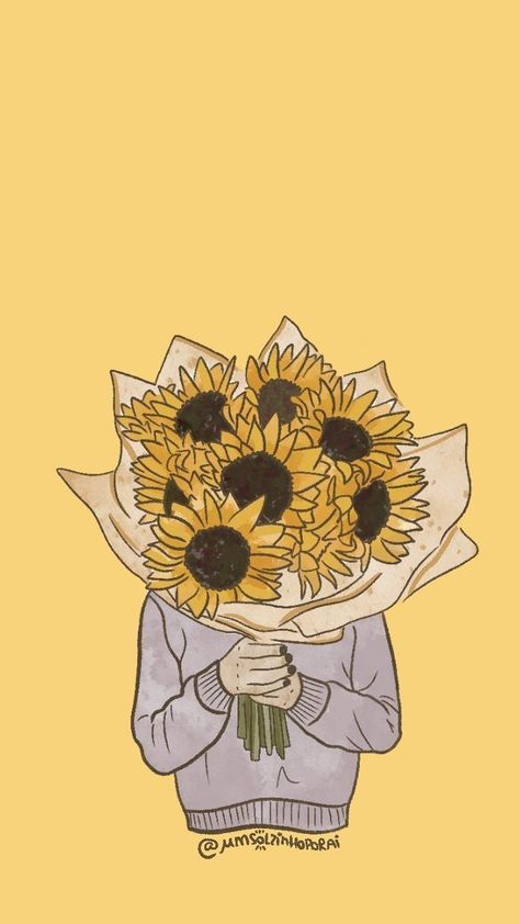 Sunflower Illustration, Arte Van Gogh, Sunflower Wallpaper, Cute Simple Wallpapers, Sunflower Art, Art Wallpaper Iphone, Vintage Poster Art, Flower Phone Wallpaper, Art Drawings Simple