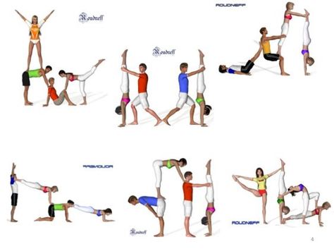 3 People Yoga Poses, Acro Yoga Poses, Yoga Challenge Poses, Partner Yoga Poses, Yoga Poses For Two, Kids Yoga Poses, Couples Yoga, Gymnastics Poses, Cheer Stunts