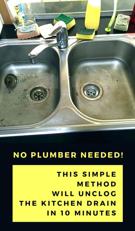 No Plumber Needed! This Simple Method Will Unclog The Kitchen Drain In 10 Minutes - 101CleaningTips.net How To Unplug A Kitchen Sink Drain, Unclog Garbage Disposal Drain, How To Unclog A Kitchen Sink, Diy Unclog Kitchen Sink, Clogged Sink Drain Kitchens, Clogged Kitchen Sink Unclogging Drains, Unclogging Kitchen Sink, Drain Clog Remover Diy, Unclog Kitchen Sink With Disposal