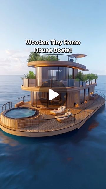 Inspiring Designs on Instagram: "These wooden tiny home house boats look absolutely stunning! 🤯🤯 #houseboat #boatlife #yachts #camperlife #outdoorlife" Tiny Boat House, Houseboat Living Interiors, House Boat Living, Small Houseboats, Pontoon Houseboat, House Boats For Sale, Luxury Houseboats, Narrowboat Interiors, Boat House Interior