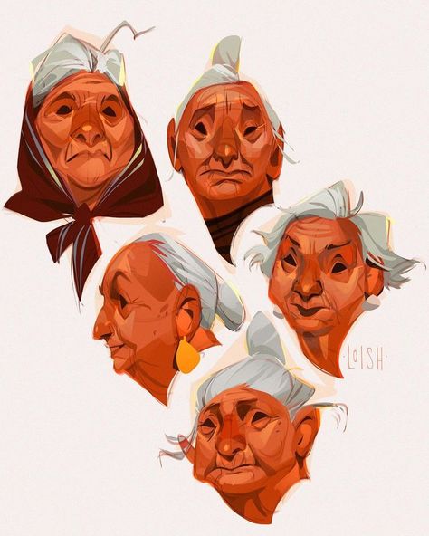 Loish 얼굴 드로잉, Character Design Sketches, Old Lady, Old Woman, Character Design Animation, Character Design References, Facial Expressions, Character Design Inspiration, Character Illustration