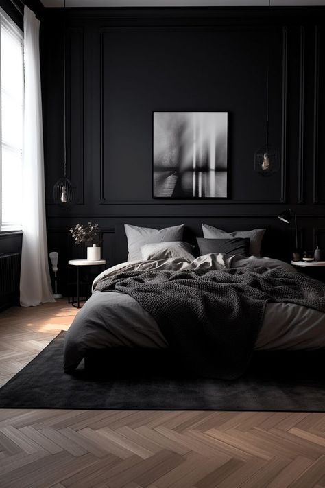 Black And Grey Bedroom, Dark Gray Bedroom, Bed Interior, Dark Bedroom, Modern Luxury Bedroom, Bed Design Modern, Black Bedroom, Bedroom Black, Elegant Bedroom