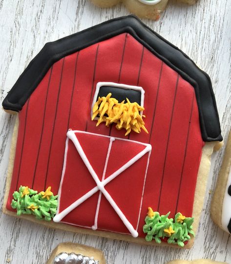 Barn Cookies Decorated, 4h Cookies, Tractor Cookies, Handmade Cookies, Farm Cookies, Horse Cookies, Royal Iced Cookies, Cookie Cakes, Cookie Business