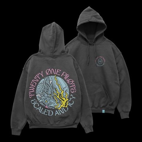 Twenty One Pilots Hoodie, Circle Dragon, Twenty One Pilots Tour, Twenty One Pilots Merch, Scaled And Icy, Dragon Hoodie, 21 Pilots, Trending Music, Dragon Design