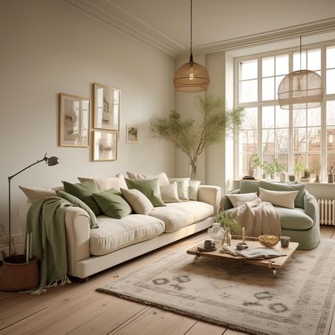 "Drench your living room in the soft, understated elegance of cream and green. Linen cushion covers in these earthy tones on a cream sofa bring a touch of nature indoors, creating a harmonious and inviting ambiance. Perfect for those looking for simplicity and warmth in their decor! 🍃🌾💡" #CreamAndGreen #LinenCushions #CushionCovers #HomeDecor #LivingRoomInspo #InteriorDesign #EarthyTones #NaturalVibes #MinimalistDecor 🍃🌾💡 Beige Sofa Living Room, Sage Living Room, House Dubai, Earth Tone Living Room, Sage Green Living Room, Green Living Room Decor, Earthy Living Room, Room Hacks, Gold Living Room