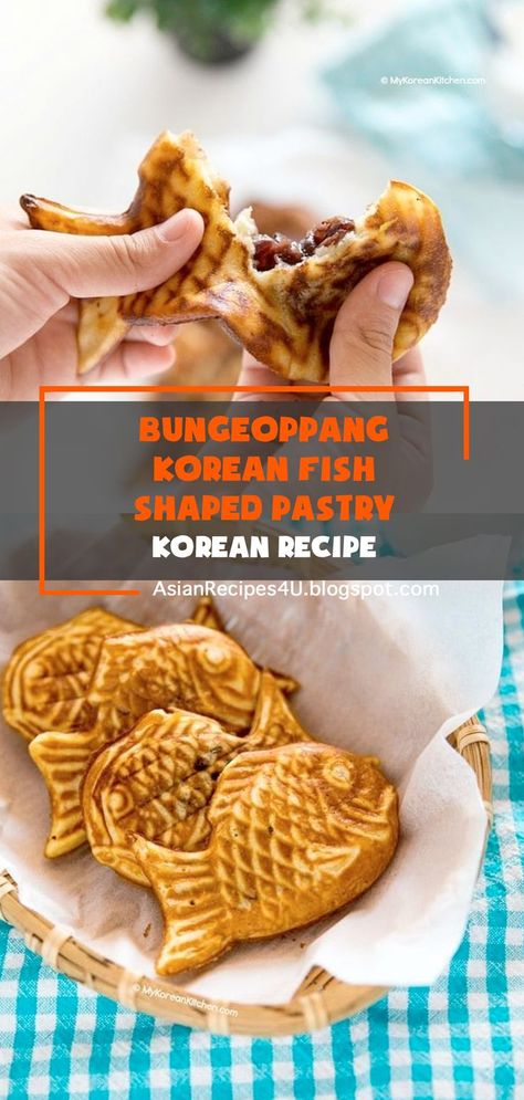 Bungeoppang is a Korean name for Japanese taiyaki, a fish shaped pastry that is particularly popular in winter streets of Korea. With this recipe, you can now make it at home! Super easy! #Korean #Recipes #Pastry #Dessert Japanese Taiyaki, Korean Fish, Recipes Pastry, Easy Korean Recipes, Paleo Recipes Breakfast, Korean Recipes, Korean Name, Healthy Appetizers, Fish Shapes