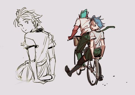 Pose With Bag Reference, Stumbling Pose, Pretty Pose Reference, Biking Drawing, Carrying Pose Reference, V Pose, Scene Composition, Poses Drawing Reference, Backpack Drawing