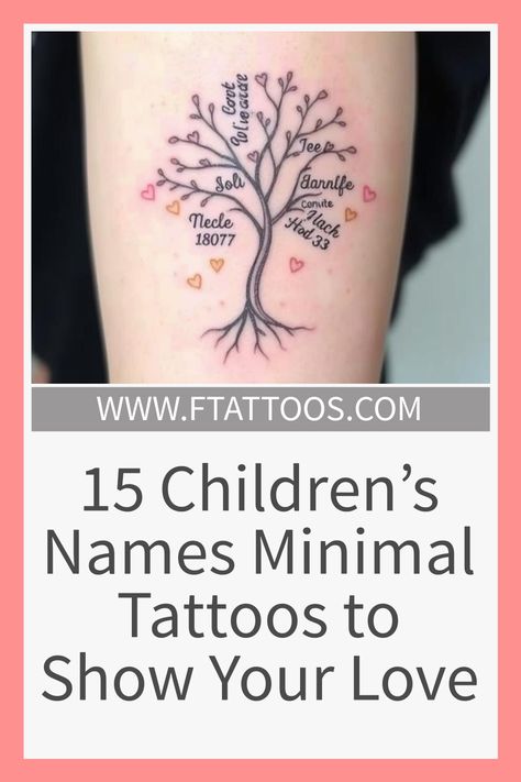 3 Grandchildren Tattoo, Grandmother Tattoos For Grandchildren, Children Names Tattoos For Women, Grandchild Tattoo Ideas, 4 Children Tattoos For Moms, Aunt Tattoo For Niece And Nephew, Tattoos For Grandkids, Minimal Name Tattoo, Tattoo That Represents Family