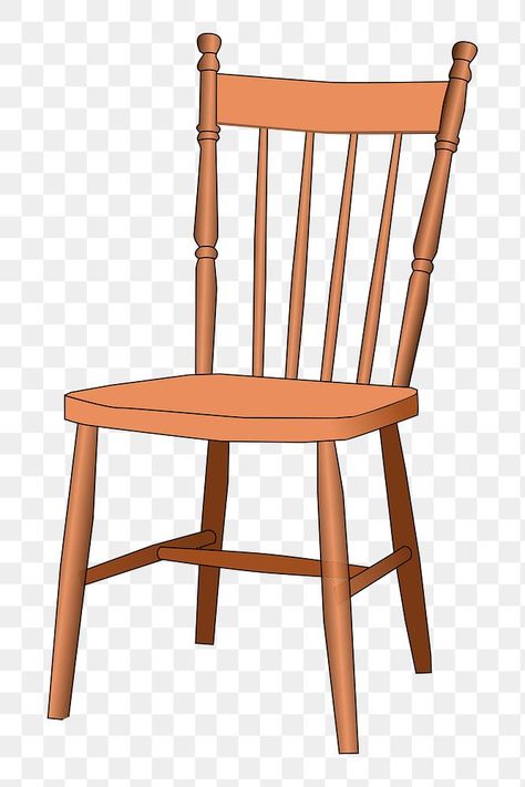 Sticker Furniture, Chair Clipart, Chair Png, Furniture Illustration, Windsor Chair, Clip Art Vintage, Antique Chairs, Wood Chair, Free Image