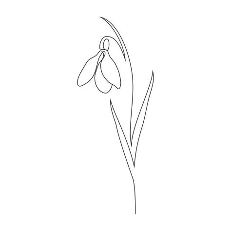 Snow Drop One Line Tattoo, Snowdrop Flower Line Drawing, Snowdrop Tattoo Minimalist, Tattoo Snowdrop Flower, Simple Snowdrop Drawing, Snow Drop Line Art, Snowdrop Line Tattoo, Fine Line Tattoo Snowdrop, Single Line Art Flower