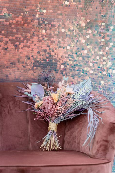 Iridescent Bridal Bouquet, Iridescent Flower Bouquet, Pastel Rainbow Bouquet, Pastel Dried Flowers, Iridescent Bouquet, Iridescent Wedding Dress, Vegas Wedding Bouquet, Pastel Flower Bouquet, Iridescent Wedding