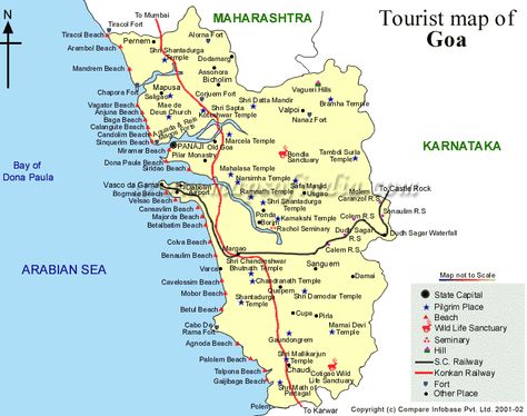 Goa map, India. Goa is a state in India that was a Portuguese colony. The Portuguese influence in Goa is still prevalent in the names of cities, surnames, and religion. Goa mainly thrives on tourism which only runs from Oct/Nov to Jan. The rest of the year many places are closed or covered up with plastic to protect from the monsoon rains. Goa Map, Monsoon Rain, India Map, Goa India, Tourist Map, Beach Hut, Afro Art, Travel Maps, India Travel